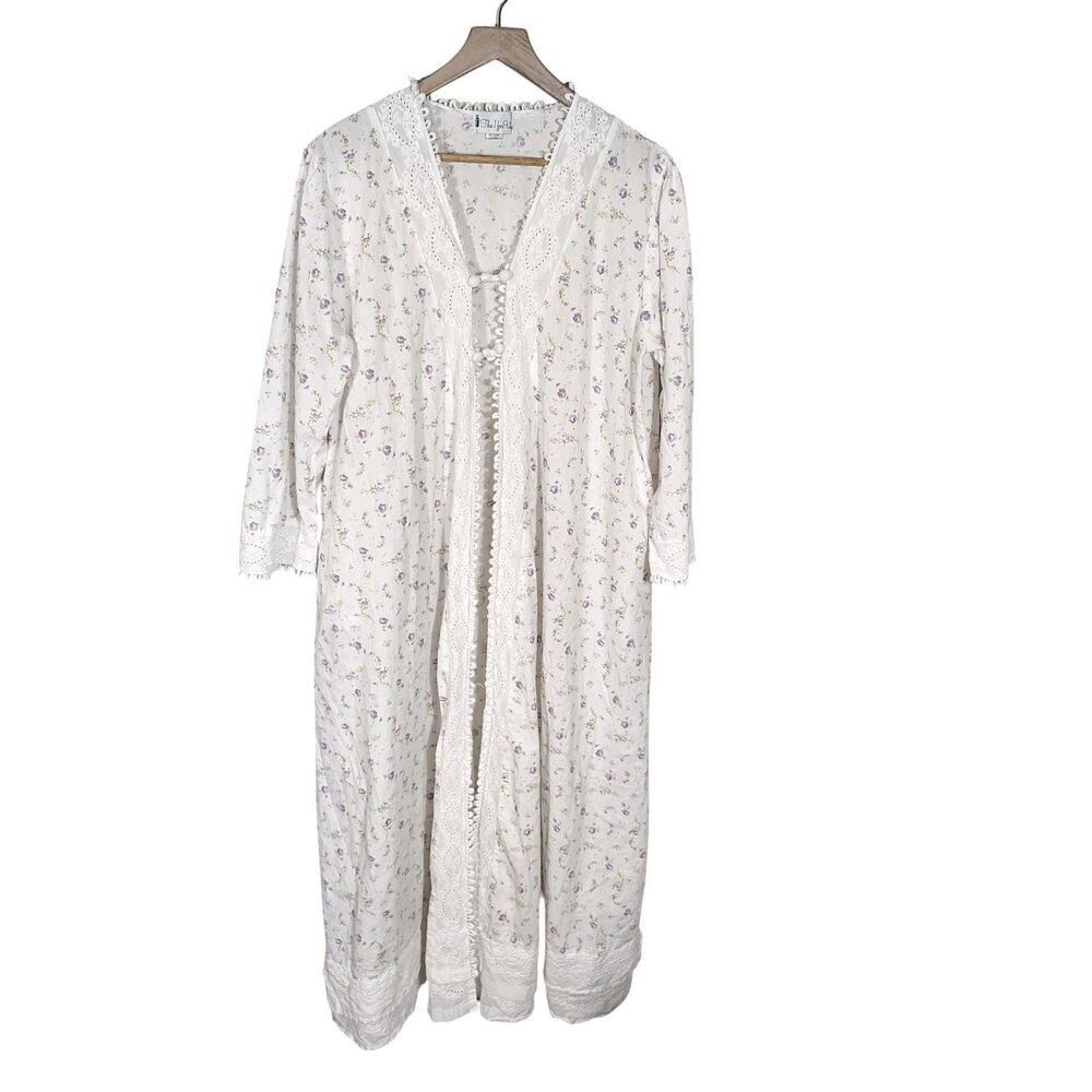 The 1 For U Womens Cottagecore Floral Lace Trim Duster Robe XXL Boho Romantic